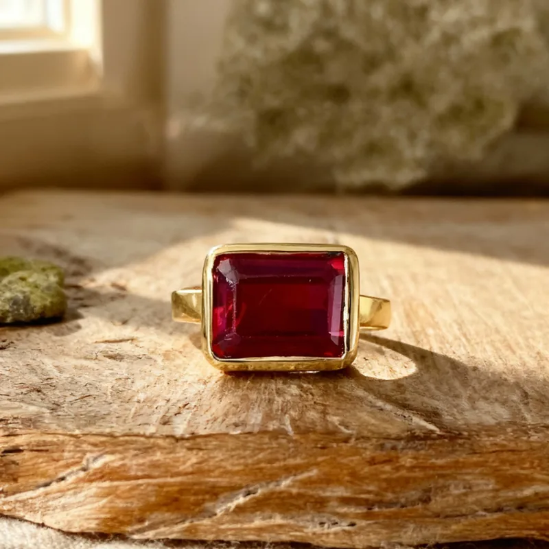 Anel em ouro com pedra Rubi