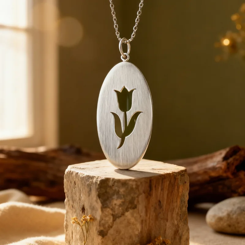 Colar Flor Tulipa — Prata